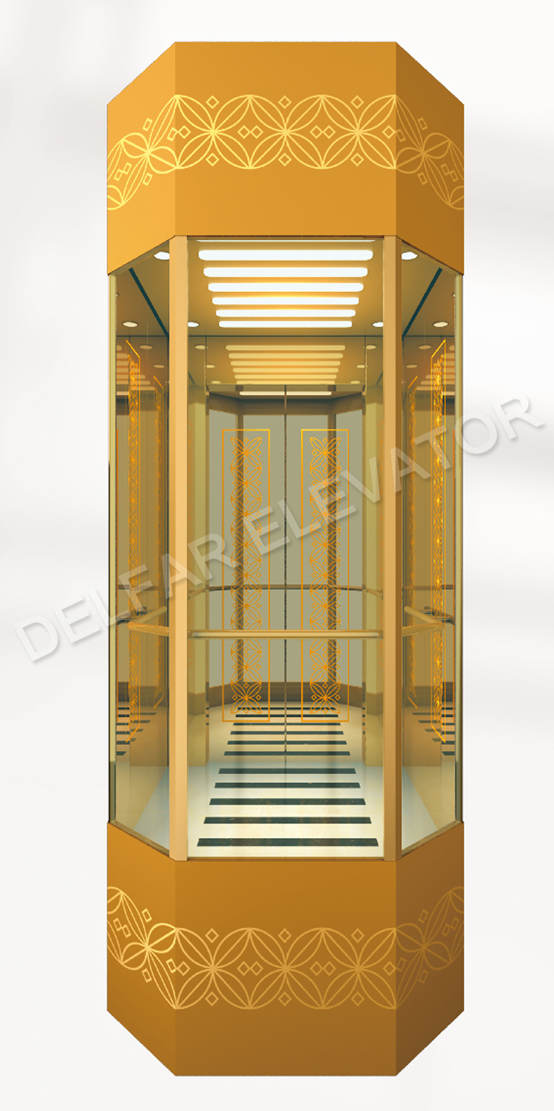 Ti-gold Mirror Precise Design Diamond Shape Observation Elevator