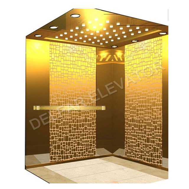  Ti-gold mirror st.st.etched cabin passenger elevator
