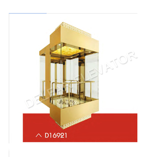 D16921 Ti-gold Frame Four Side Sightseeing Elevator